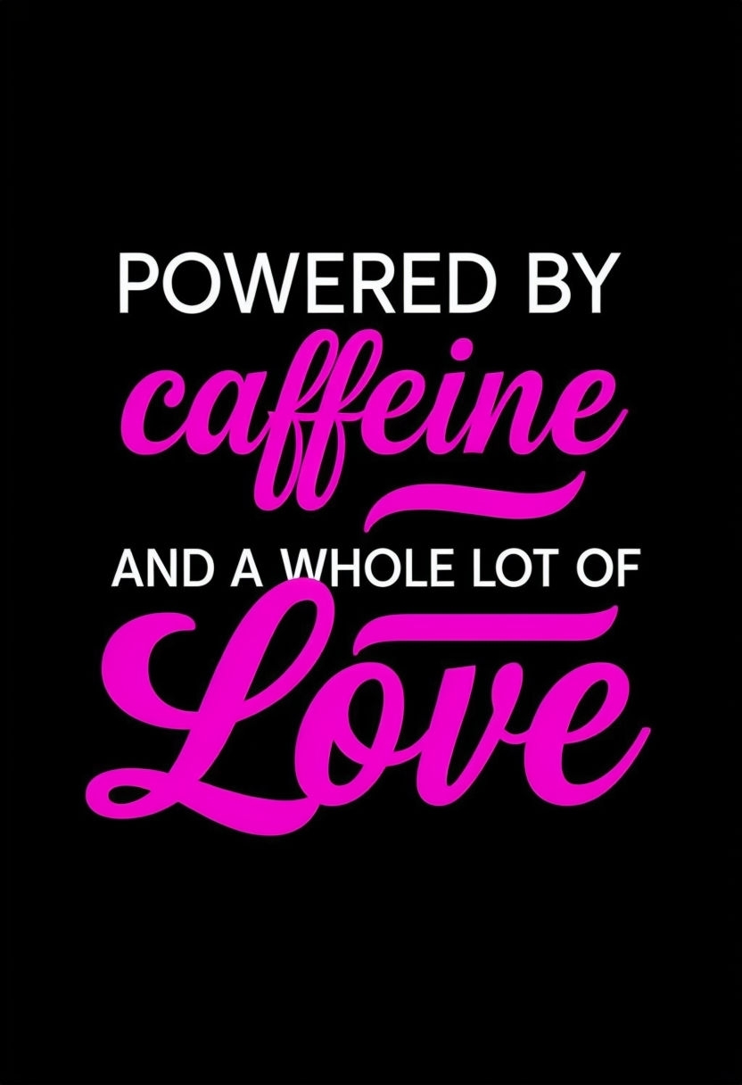 Powered by Caffeine and Love Playful Typography T-Shirt