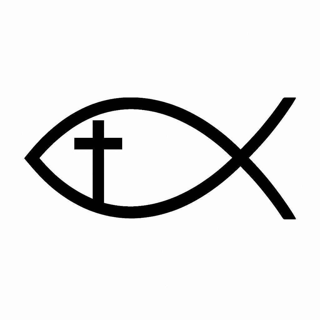 Minimalistic Black Line Ichthys Christian Fish Symbol Sticker