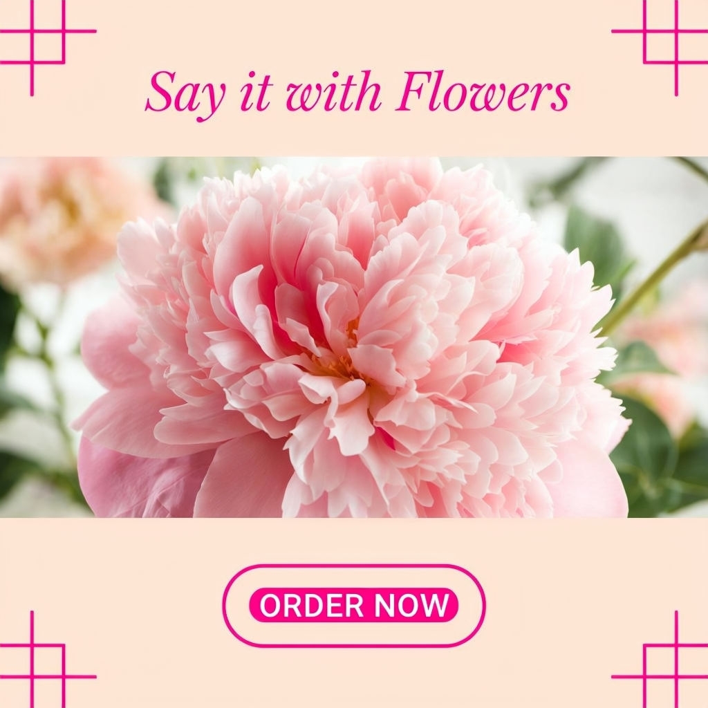 Exquisite Blush Pink Peony Floral Design Promotion Social Media Post
