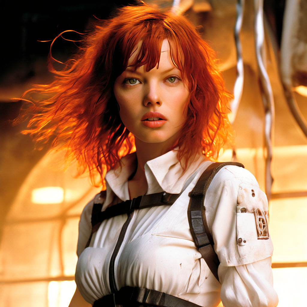 Milla Jovovich as Leeloo from Fifth Element Movie. whole bdy view