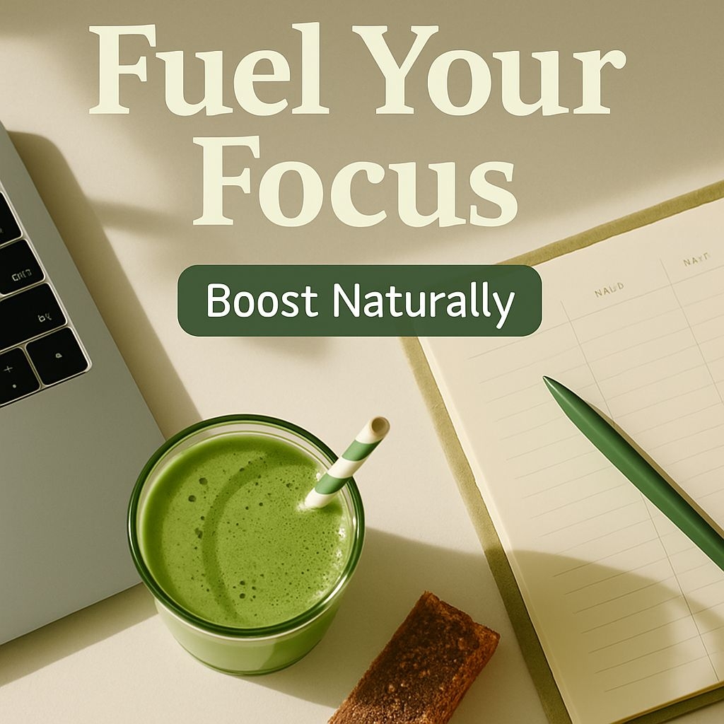 Inviting Organized Workspace with Motivational Text and Smoothie Ads