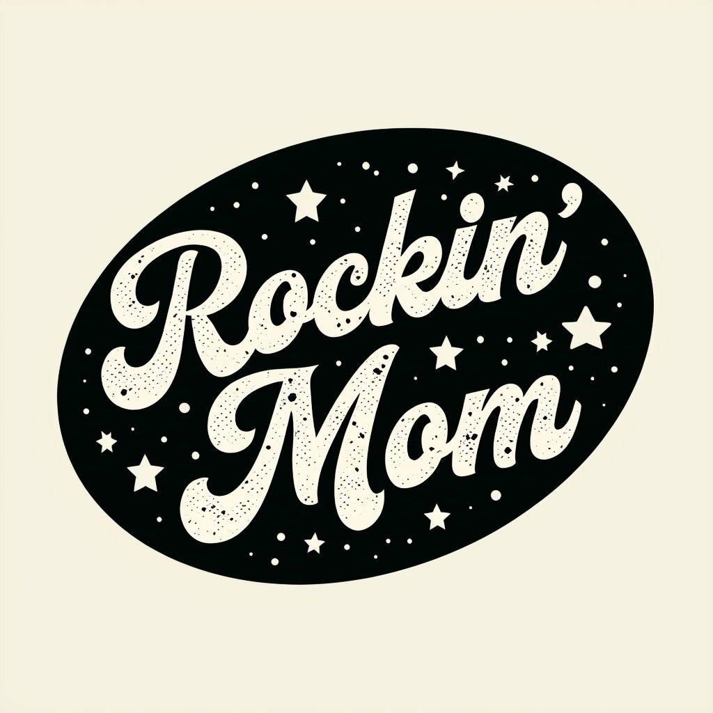 Retro Rockin' Mom Typography Design with Stars Sticker