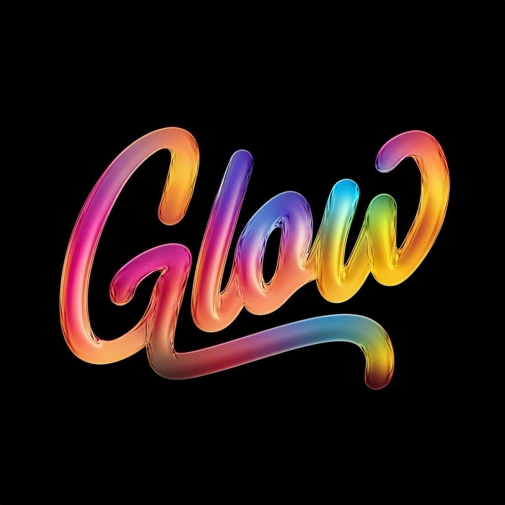 Vibrant Neon Glow Typography Design Against Black Background Poster
