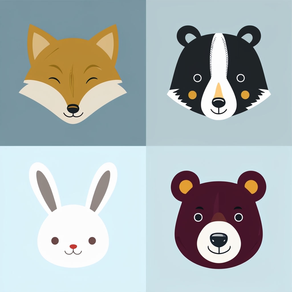 Whimsical Animal Faces Seamless Pattern in Cartoon Style