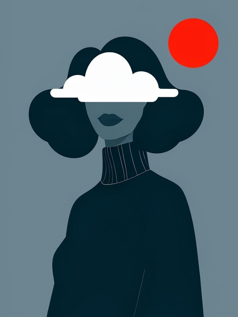 Abstract Minimalist Human Figure Illustration in Navy Sweater Art