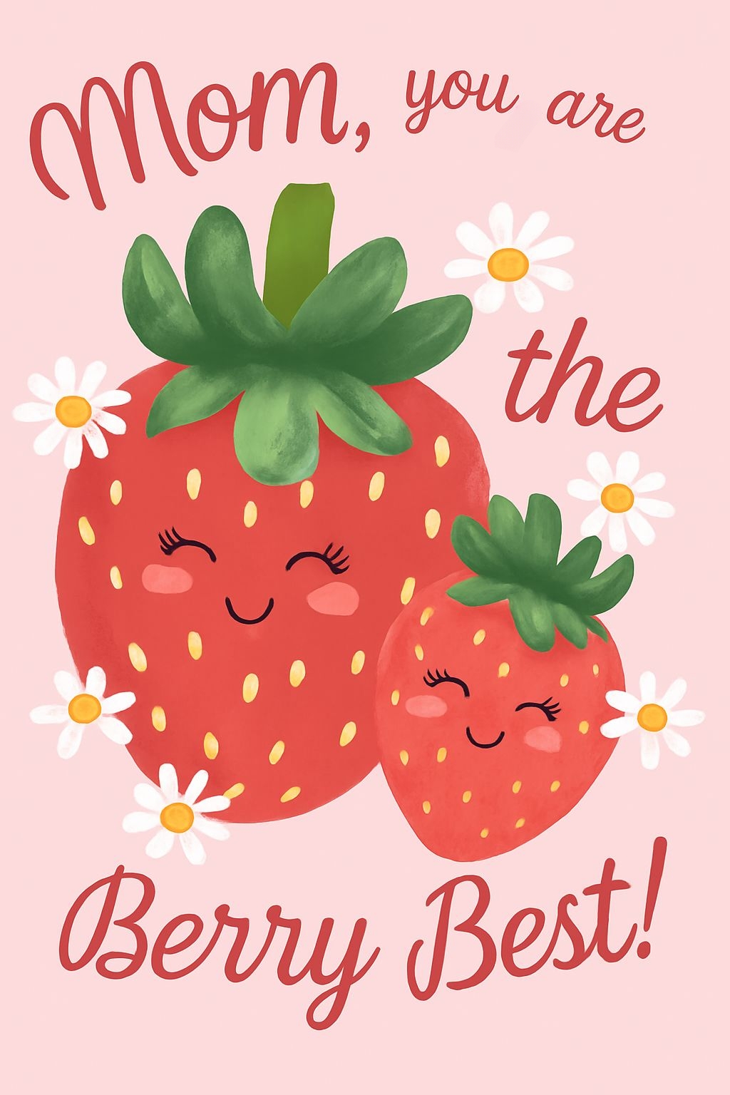 Cheerful Cartoon Strawberry Family with Sweet Message Poster