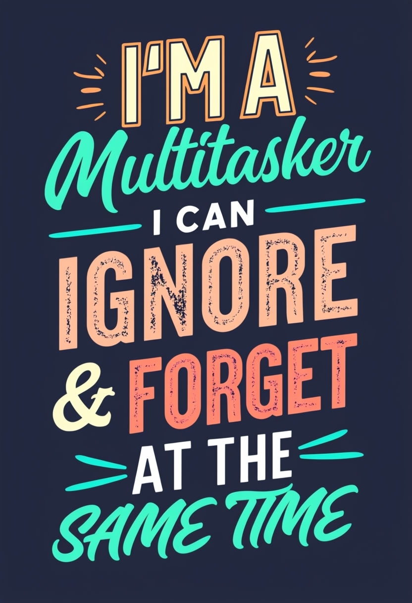 Funny Multitasker Motivation Quote Typography T-shirt