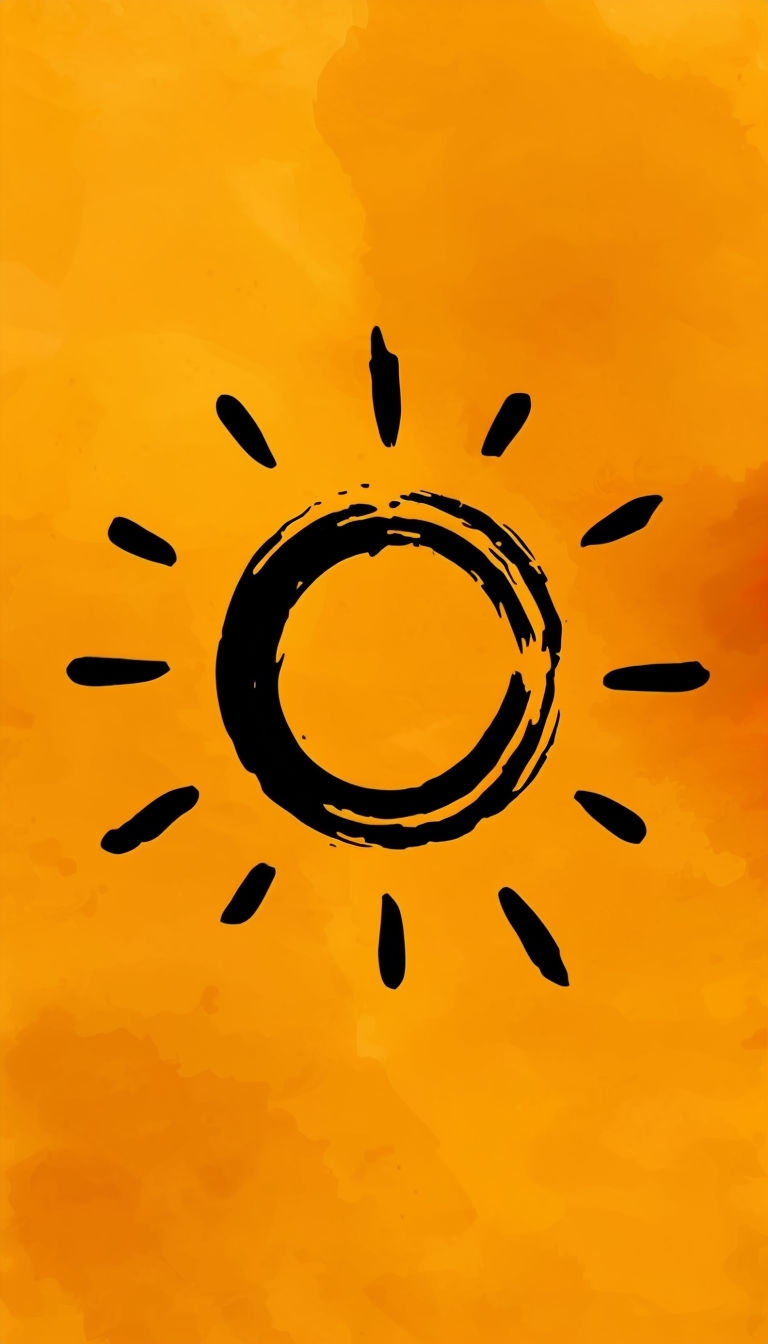 Minimalist Black Sun Illustration on Vibrant Yellow Background Phone Case Cover