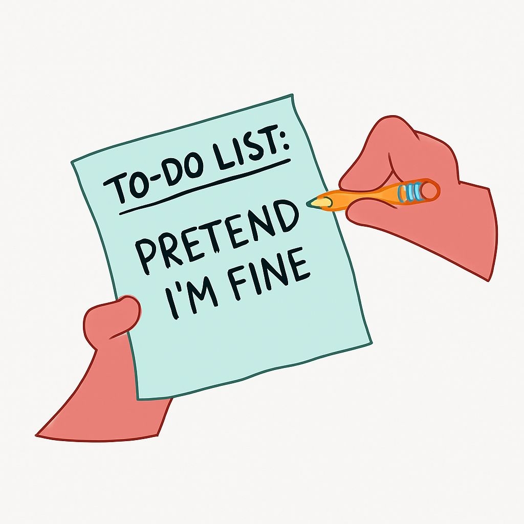 Cartoon Hands Holding To-Do List with Humorous Task Sticker