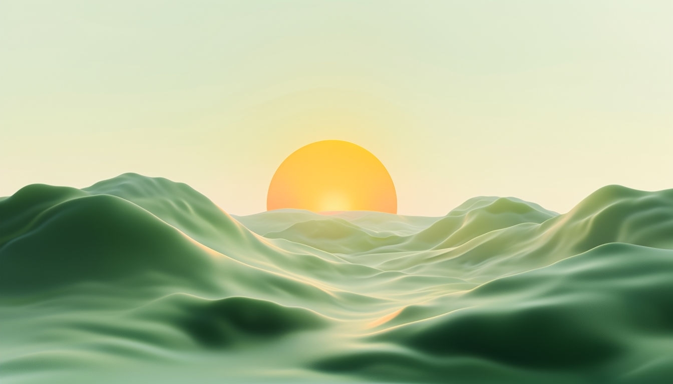 Serene Sunrise Landscape Minimalist Digital Art Background