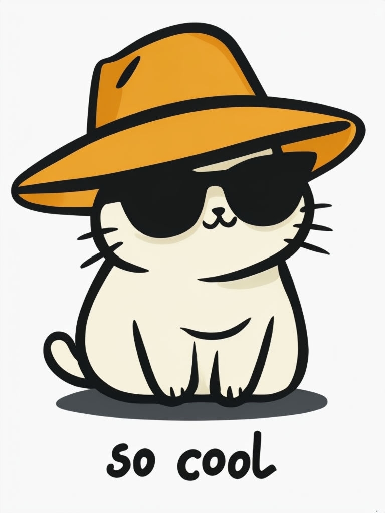 Cool Cream Cat with Sunglasses and Amber Hat T-Shirt