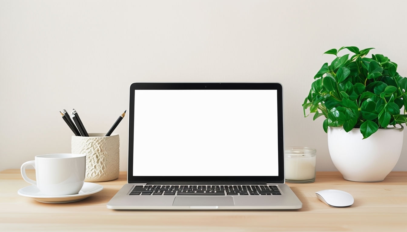 Minimalist Home Office Setup Illustration Mockup