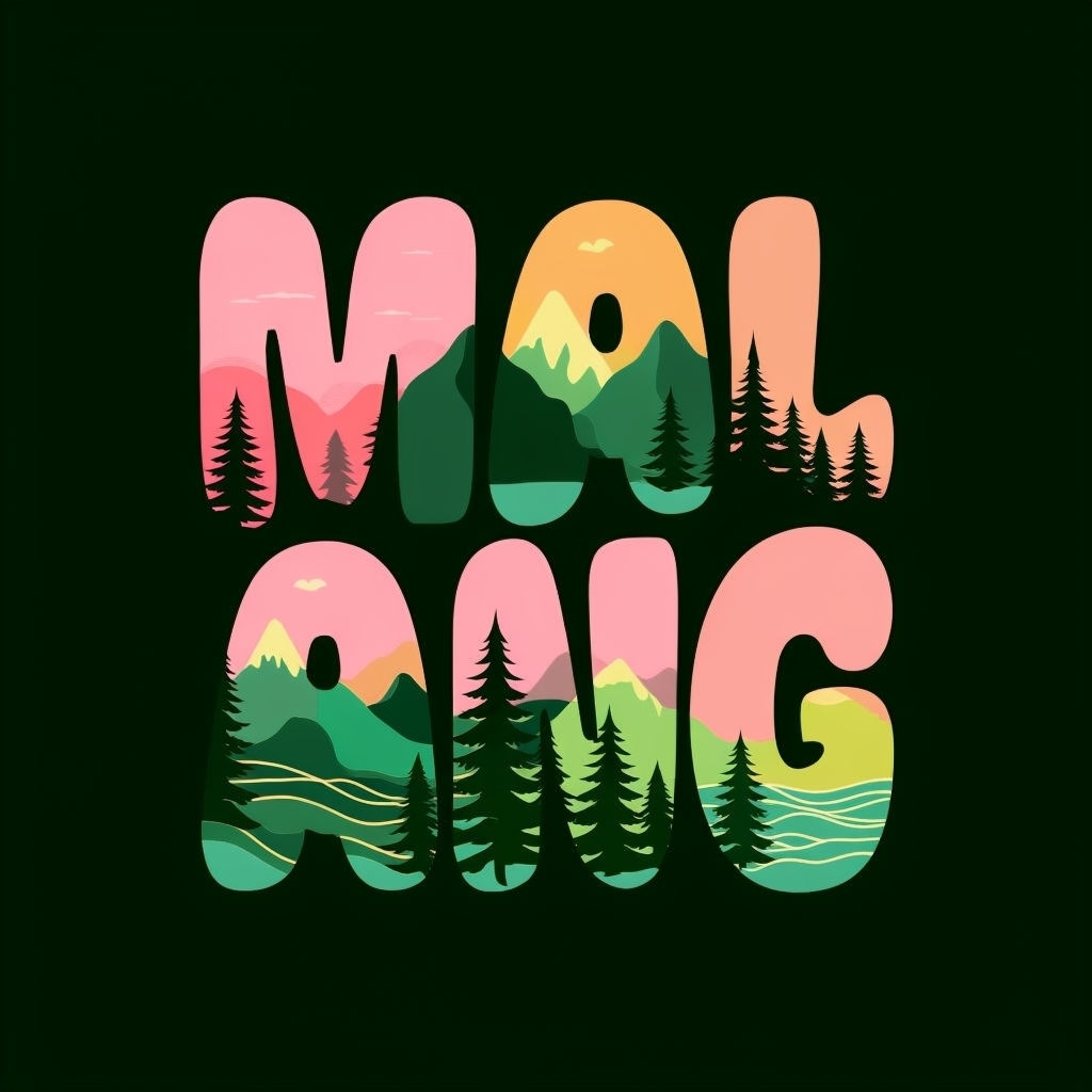 Vibrant Nature-Inspired MALANG Typography T-Shirt