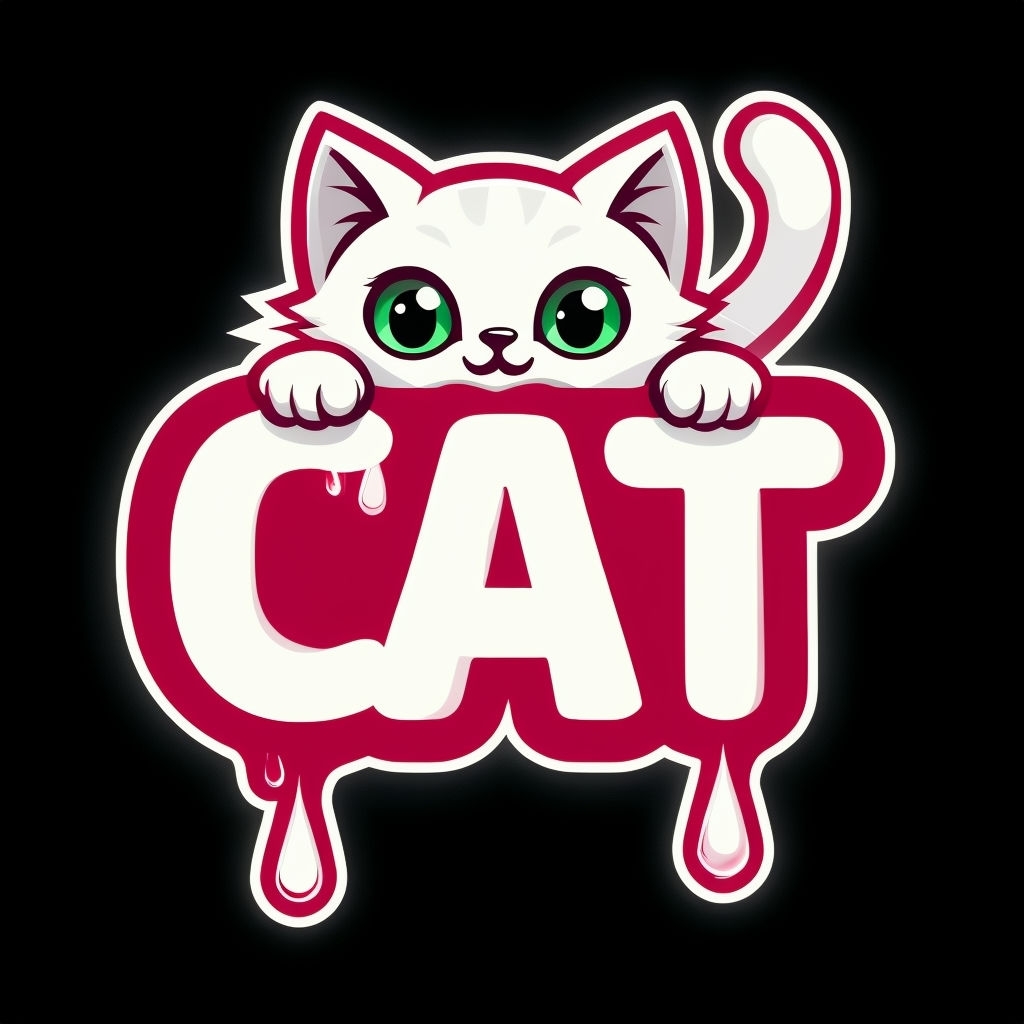 Playful Cartoon Cat Peeking Over Bold Letters T-Shirt