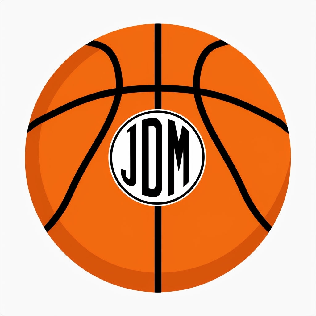 Orange Basketball with JDM Monogram Digital Illustration Sticker