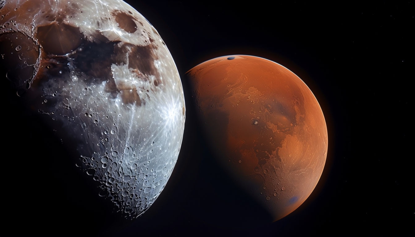 Breathtaking Moon and Planet Deep Space Photograph Background Virtual Backgrounds