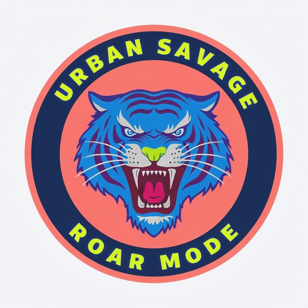 Fierce Urban Savage Roaring Tiger Retro T-Shirt