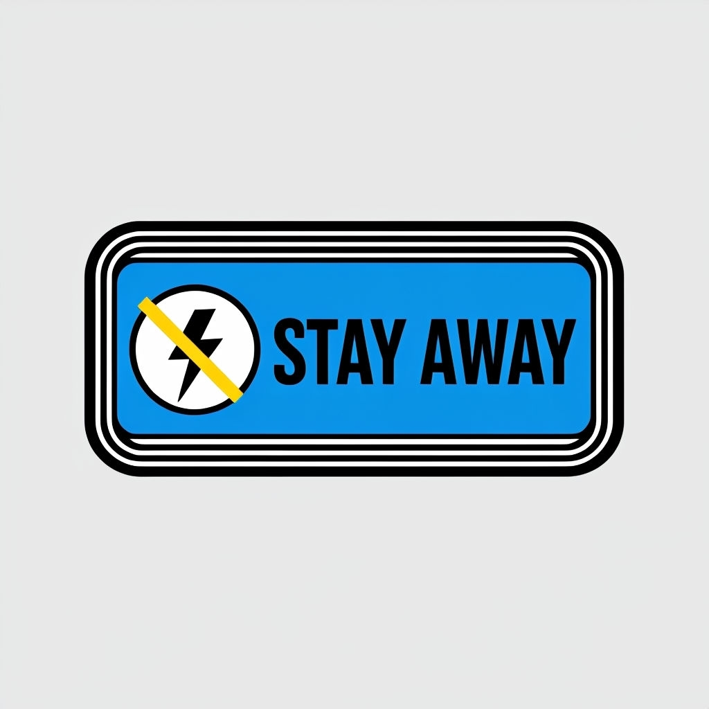 Bold Electric Blue Stay Away Warning Sticker