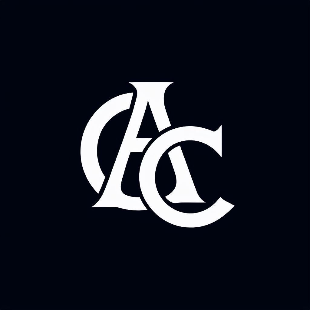 Modern Elegant AC Monogram Logo Design on Black Background Monogram