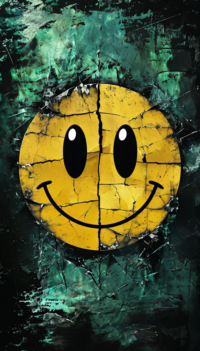 Distressed Yellow Smiley Face Digital Art Phone Case Cover