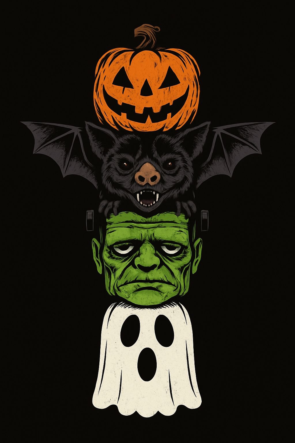 Spooky Halloween Characters Illustration Poster