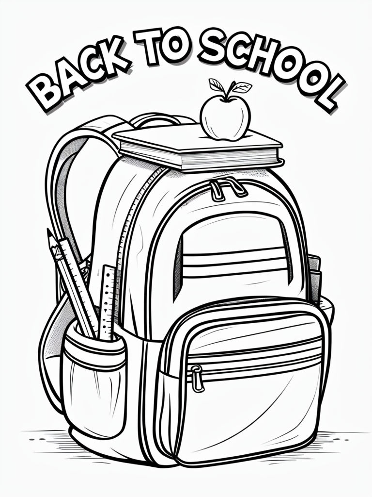 Back to School Backpack Line Art Illustration Poster