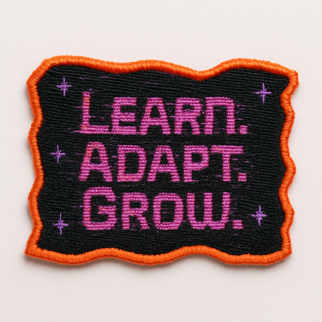 Motivational Learn Adapt Grow Embroidered Patch Design for Hats