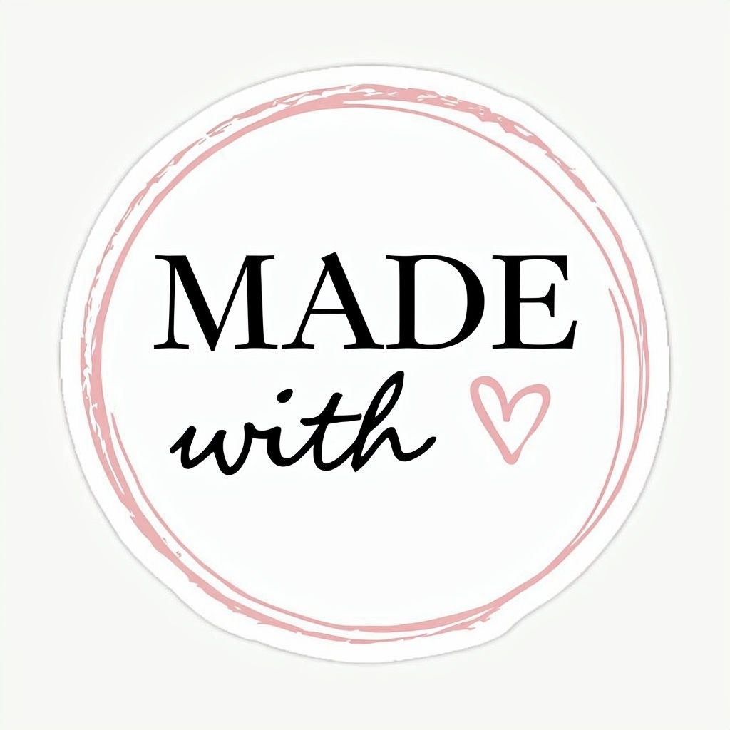 Elegant Minimalist 'MADE with' Circular Sticker Design