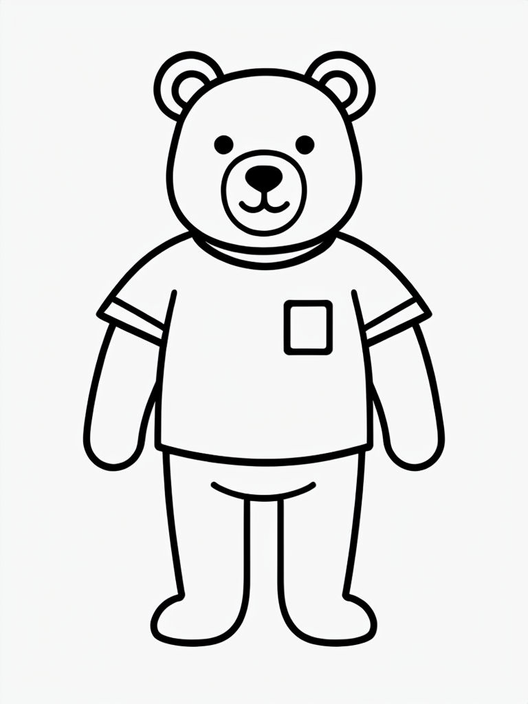 Charming Minimalist Bear Line Drawing for Coloring Book Pages