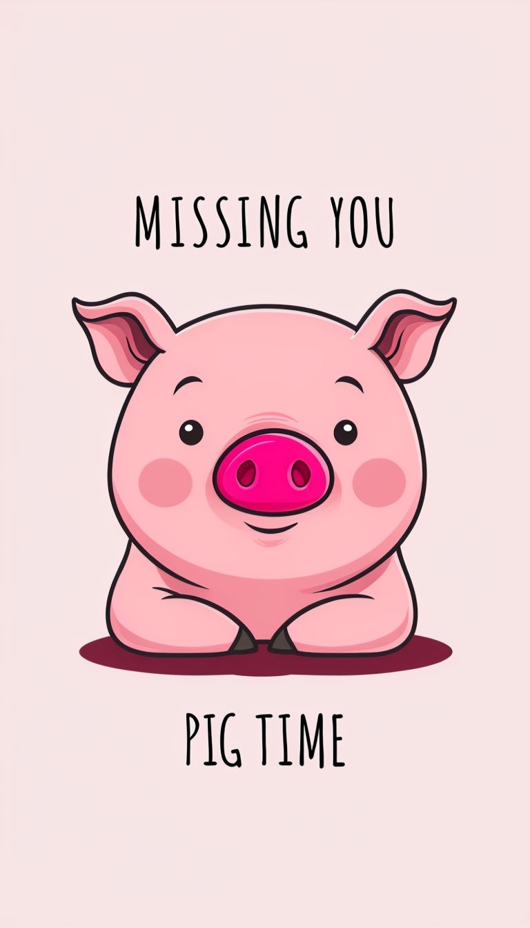 Adorable Minimalist Pink Piggy Illustration with Heartfelt Text Mobile Wallpaper