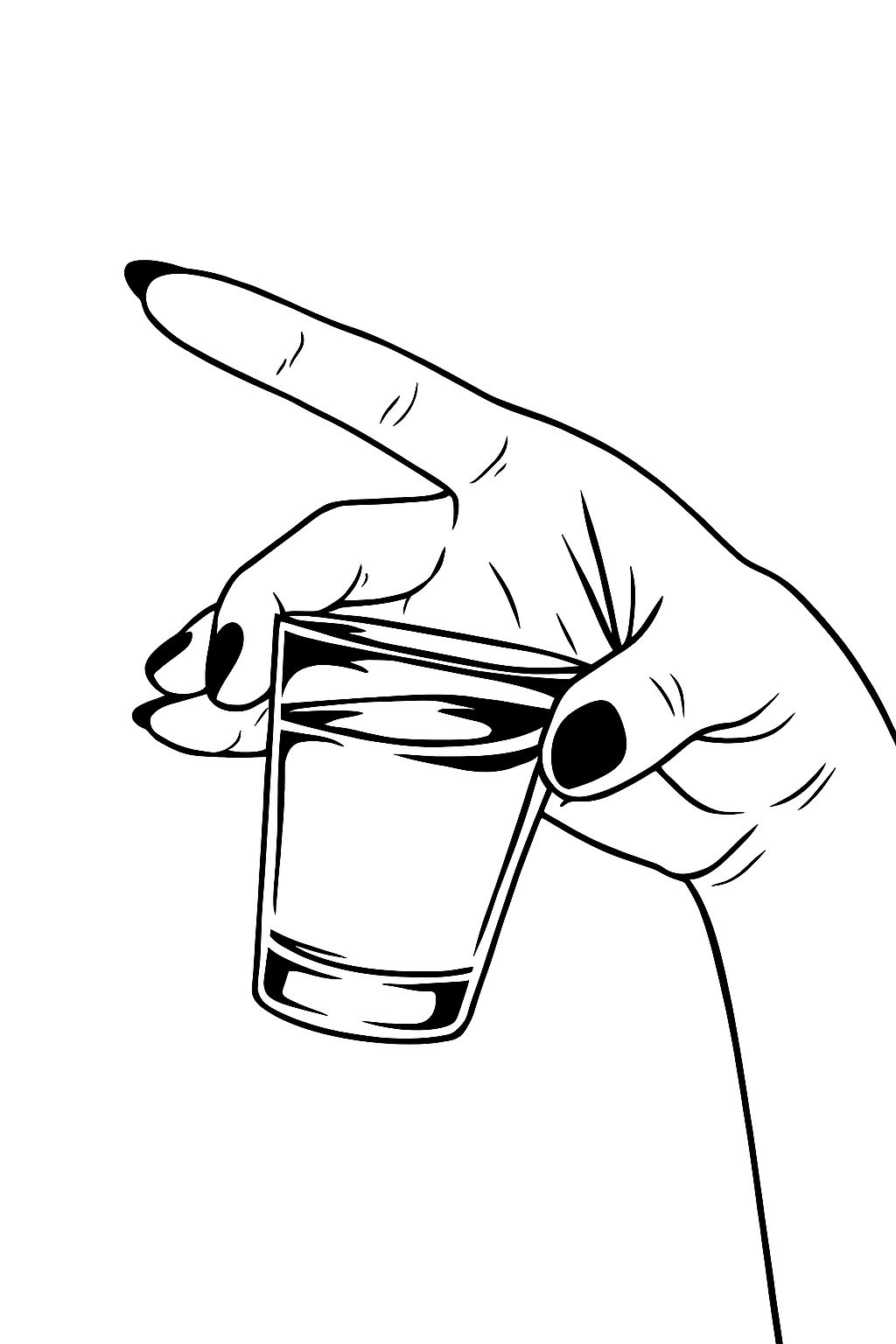 Minimalist Black and White Hand Holding Shot Glass T-Shirt