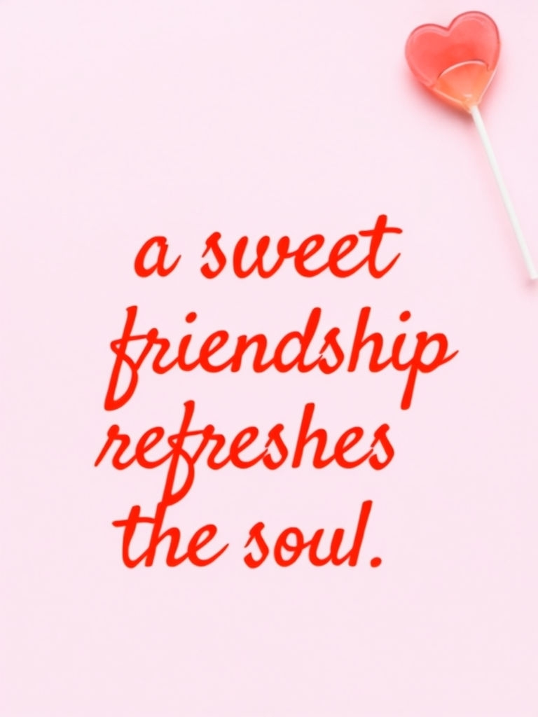 Sweet Friendship Inspirational Quote with Heart Lollipop Card