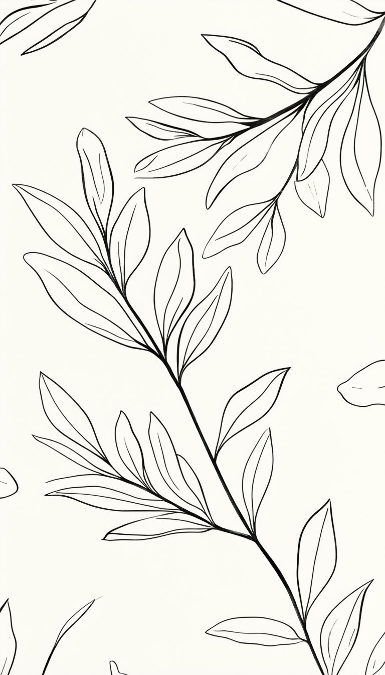 Minimalist Black Line Drawing of Leaves on Beige Background Phone Case Cover