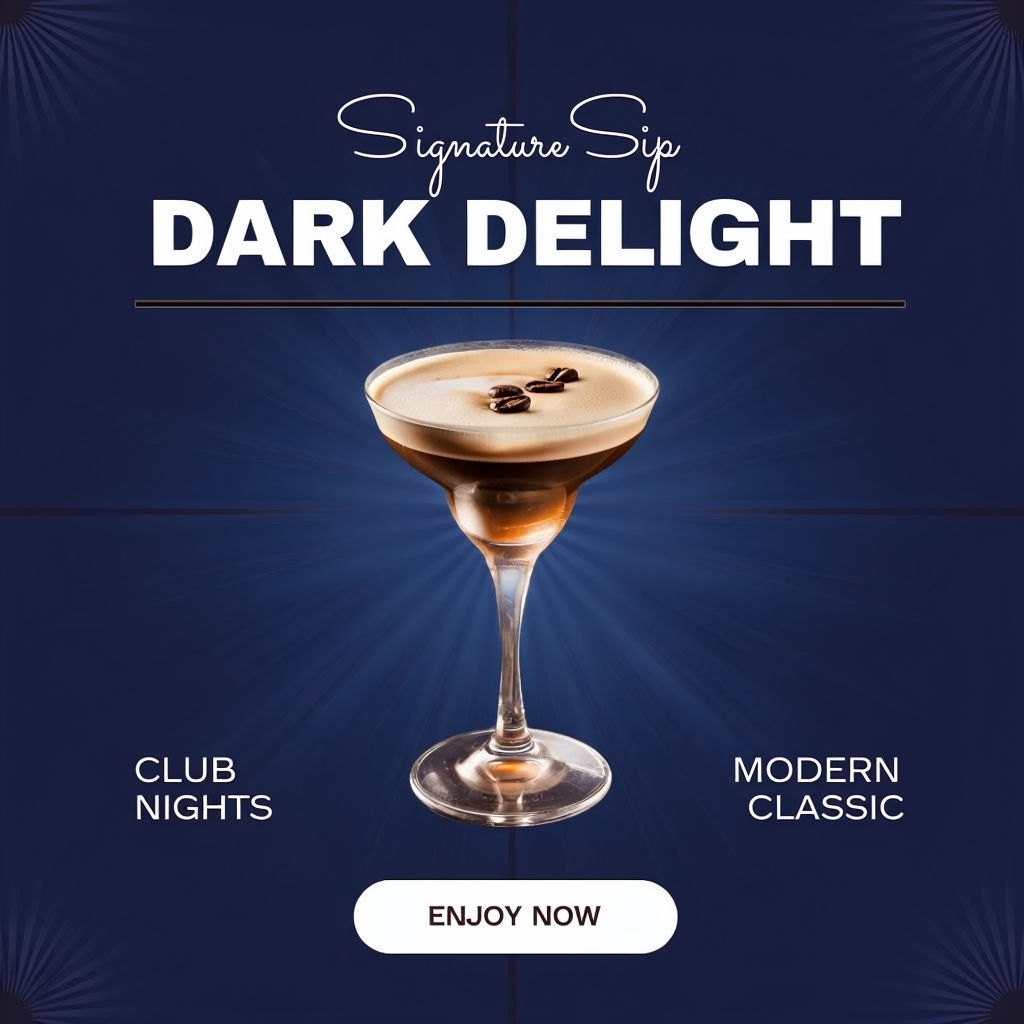 Elegant Midnight Blue Espresso Martini Advertisement Design Ads