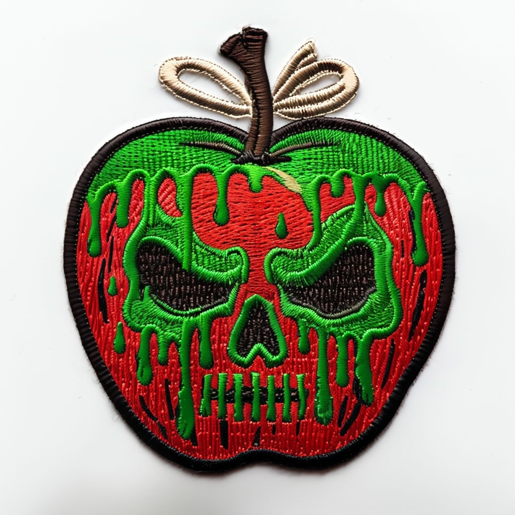 Sinister Embroidered Skull Apple Patch Design for Hats