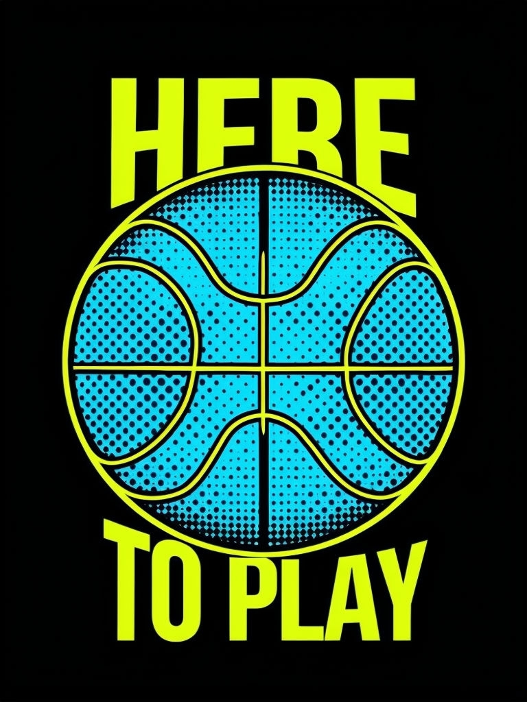 Neon Yellow Basketball Graphic Design T-Shirt