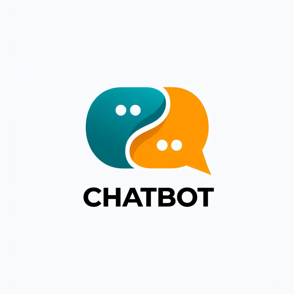 Stylized Teal and Orange Speech Bubble Chatbot Logo