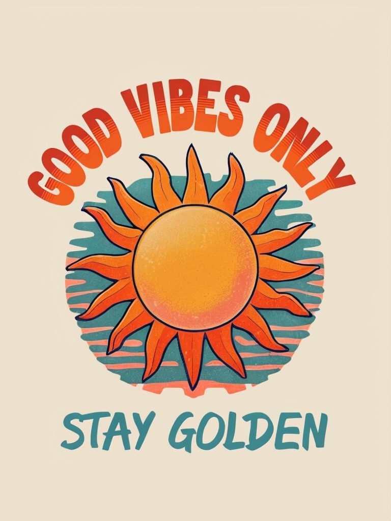 Vintage Retro Good Vibes Only Summer T-Shirt