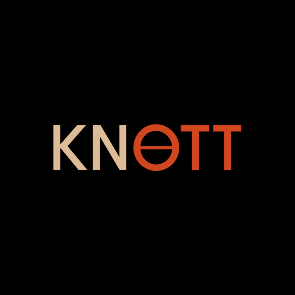 Modern Minimalist KNOTT Logo Design on Black Background Logo