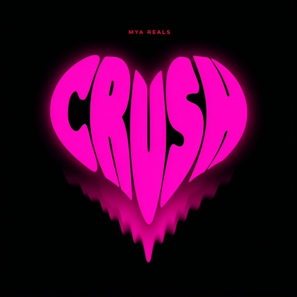 Neon Pink Heart Shaped Crush Artwork for Spotify Album Cover