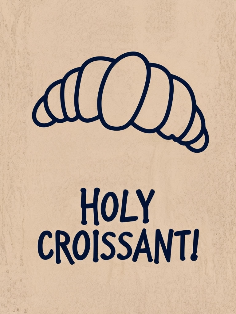 Minimalist Holy Croissant Line Art with Text Poster