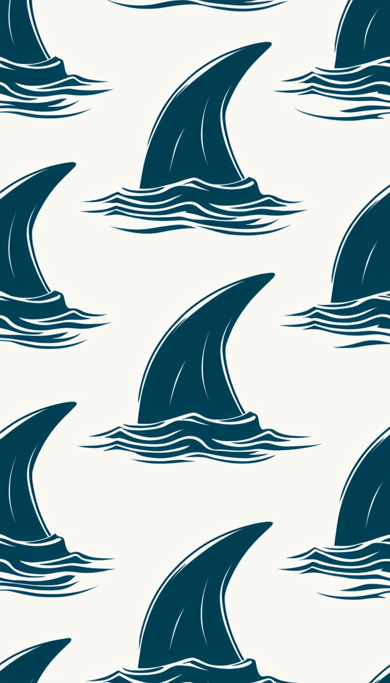 Dark Teal Shark Fins Cartoon Pattern Phone Case Cover