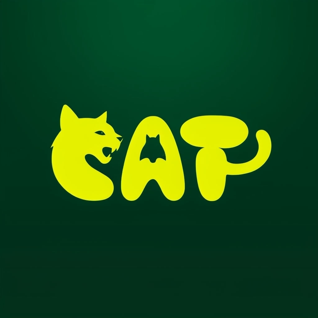 Playful Lime Yellow Cat Logo Design T-Shirt