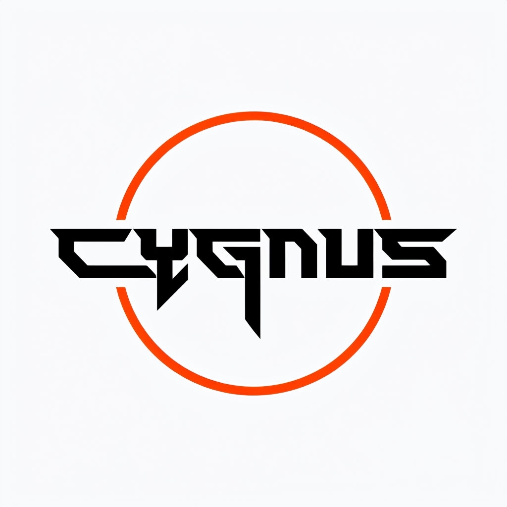Modern Bold CYGNUS Logo Design with Orange Circular Outline Logo