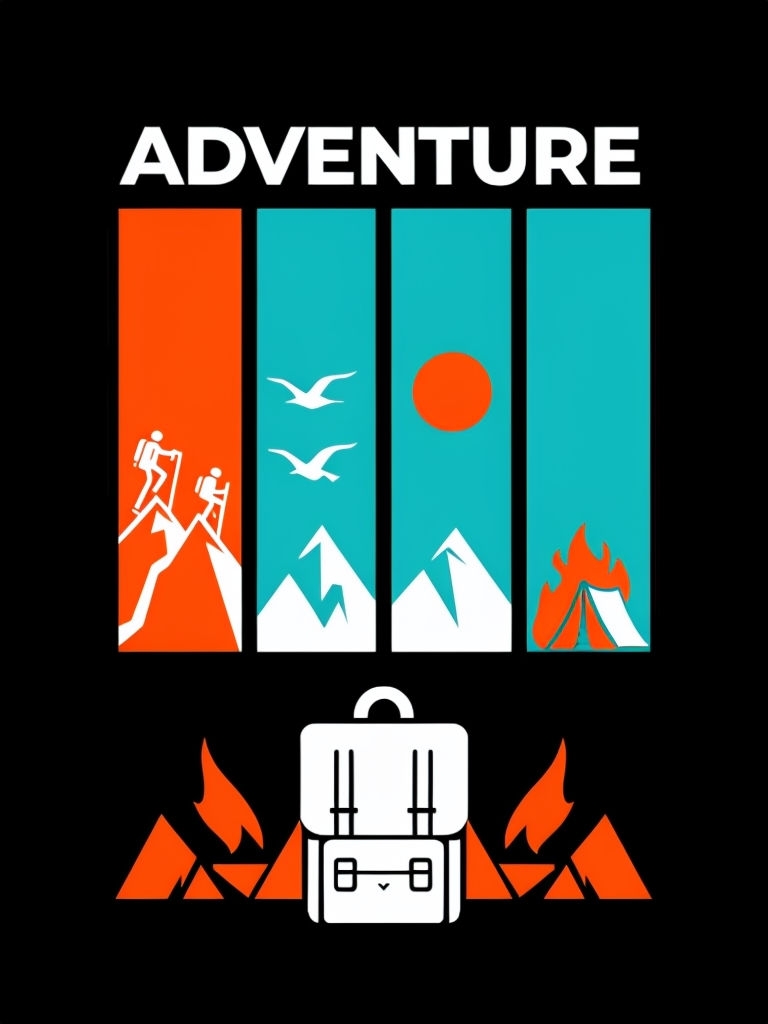 Minimalist Adventure Logo with Outdoor Scenes T-Shirt