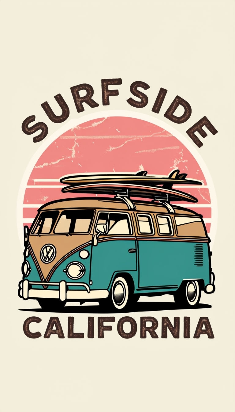 Vintage Teal Volkswagen Bus with Surfboards Phone Case Cover