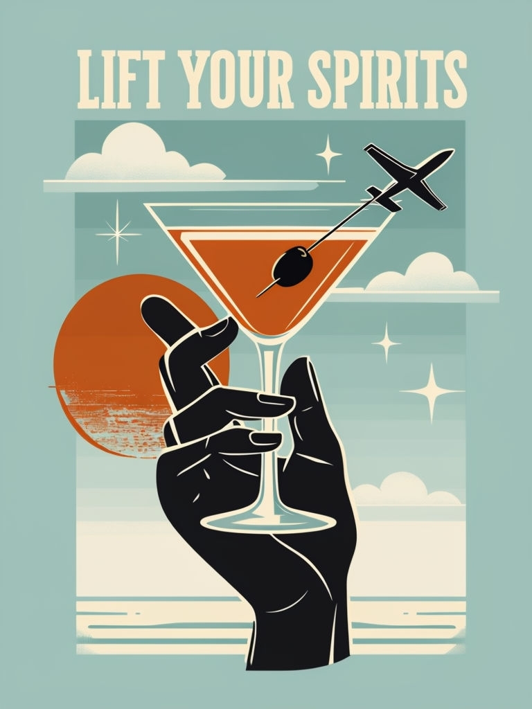 Lift Your Spirits Retro Martini Illustration Poster