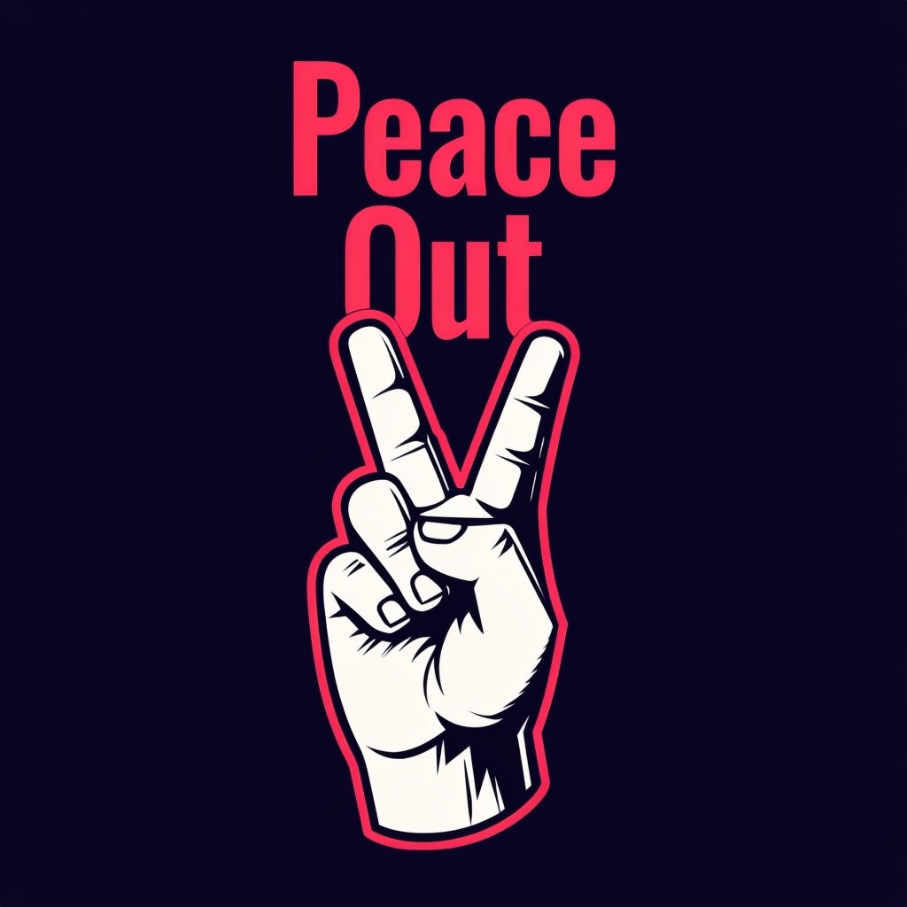 Stylized Peace Sign with "Peace Out" Slogan T-Shirt