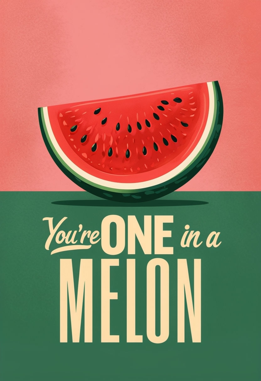 Playful Watermelon Slice Design You're ONE in a MELON Card Invite