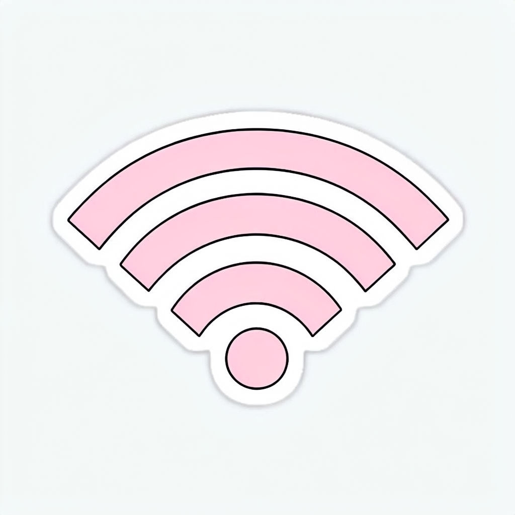 Minimalist Light Pink Wi-Fi Symbol with Rounded Border Sticker